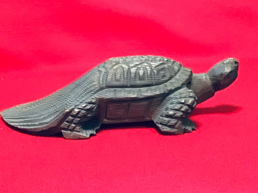 ◉逸品◉数寄屋造りの名棟梁〓平田雅哉◉一刀彫・木彫〓亀・千寿亀・蓑亀◉26cm