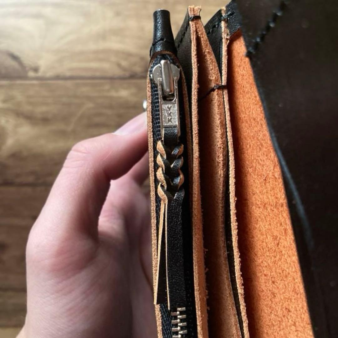 【はま寿司】ミドルトラッカーウォレット 茶芯ブラック【お札を折らずに収納】