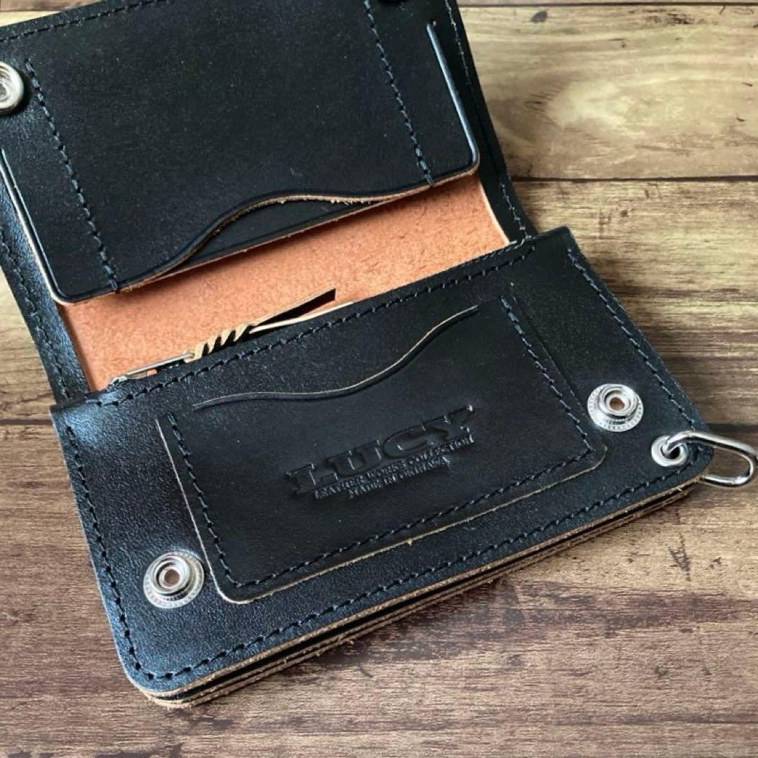 【はま寿司】ミドルトラッカーウォレット 茶芯ブラック【お札を折らずに収納】