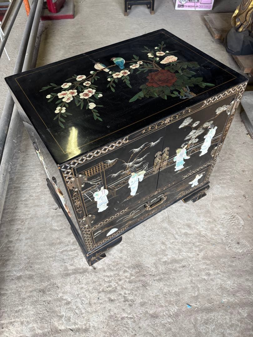 韓国 中国 唐木 螺鈿 象嵌 漆 キャビネット 箪笥