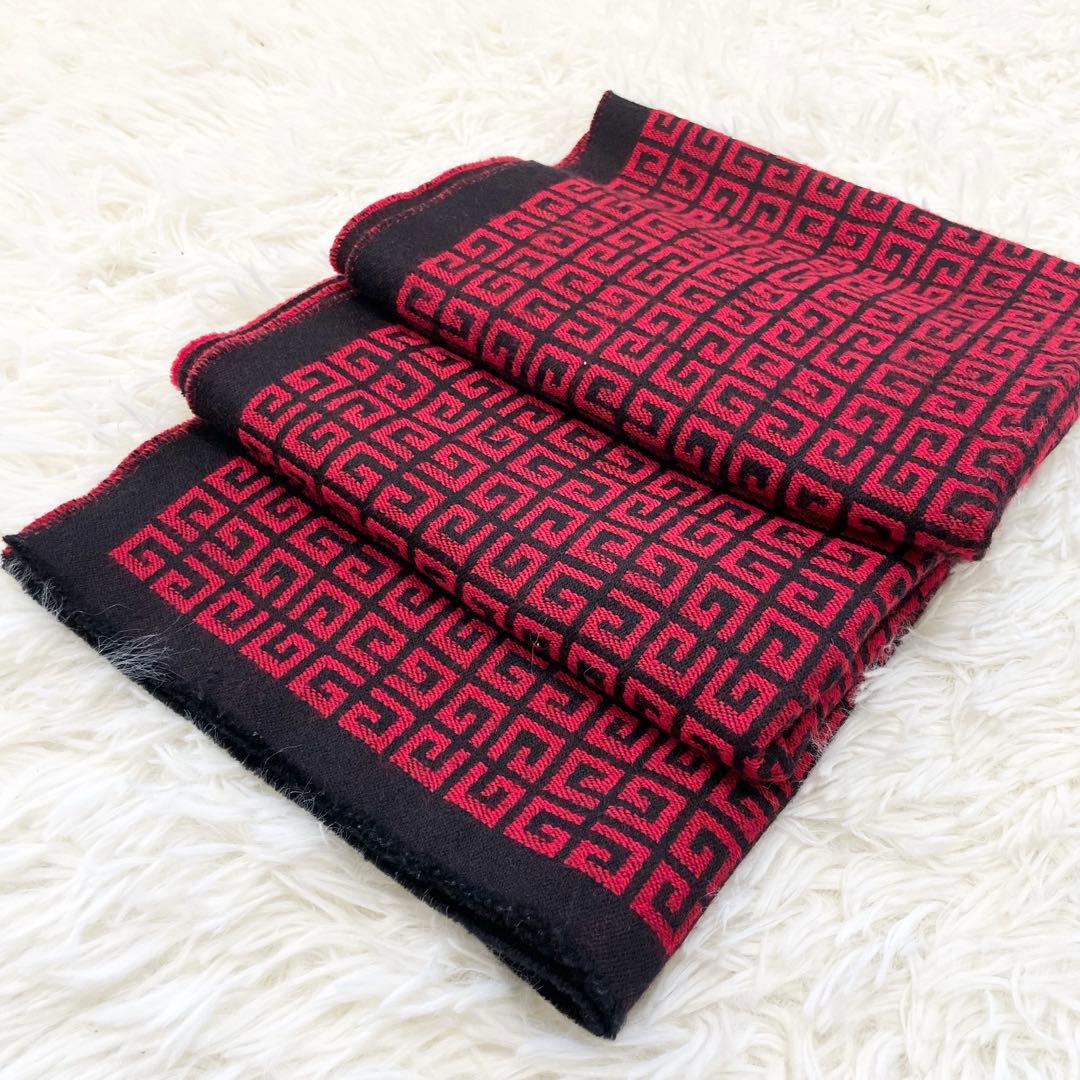 【スズキ】GIVENCHY ジバンシィ Gモチーフ 総柄 マフラー