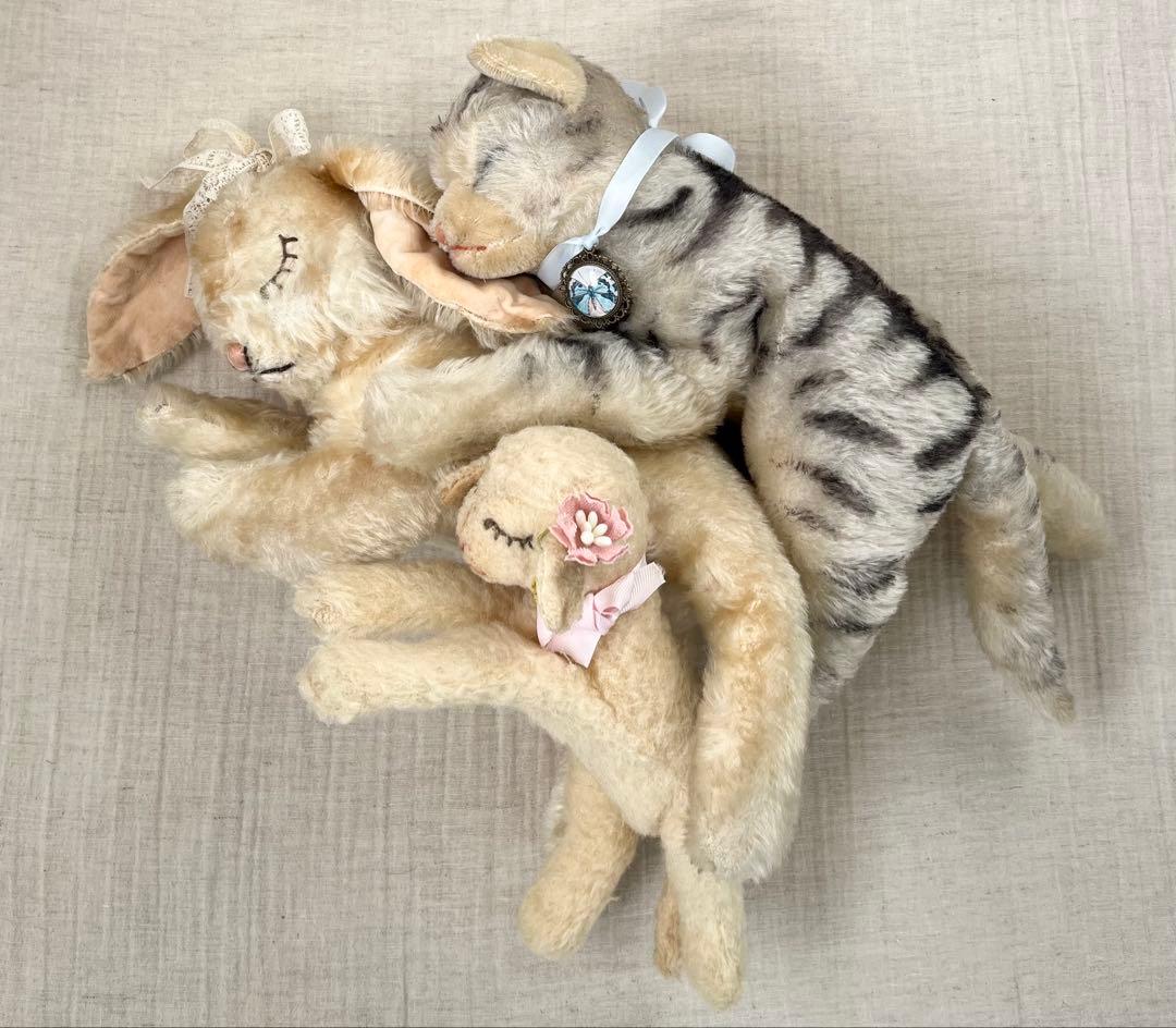アンティーク/ヴィンテージSteiffシュタイフうさぎ猫羊ぬいぐるみテディベア