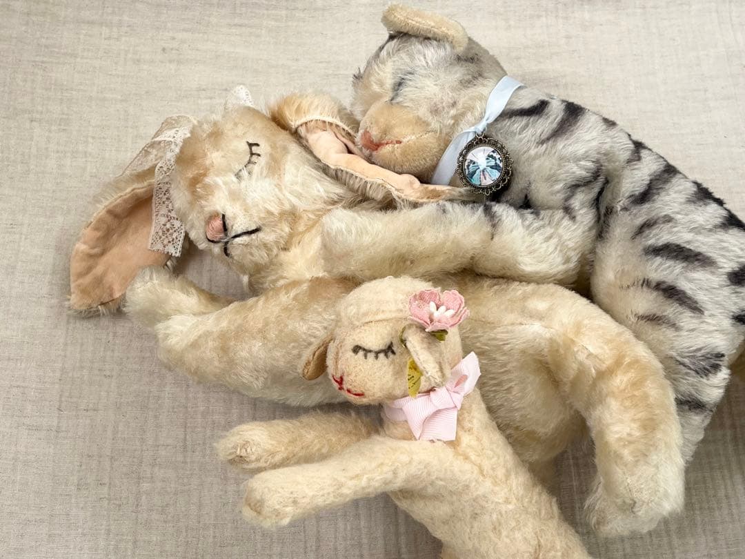 アンティーク/ヴィンテージSteiffシュタイフうさぎ猫羊ぬいぐるみテディベア