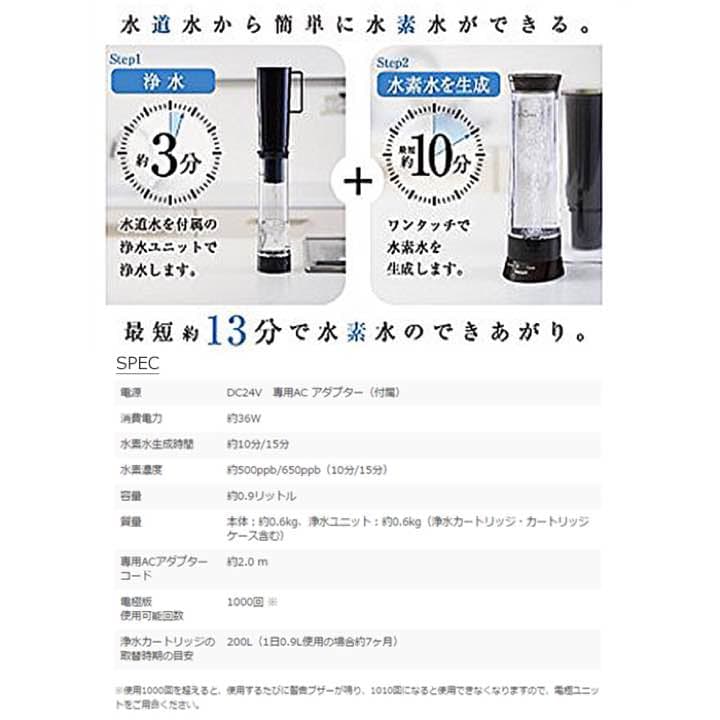 AQUA-H浄水機能付水素水生成器　AH-HP1401