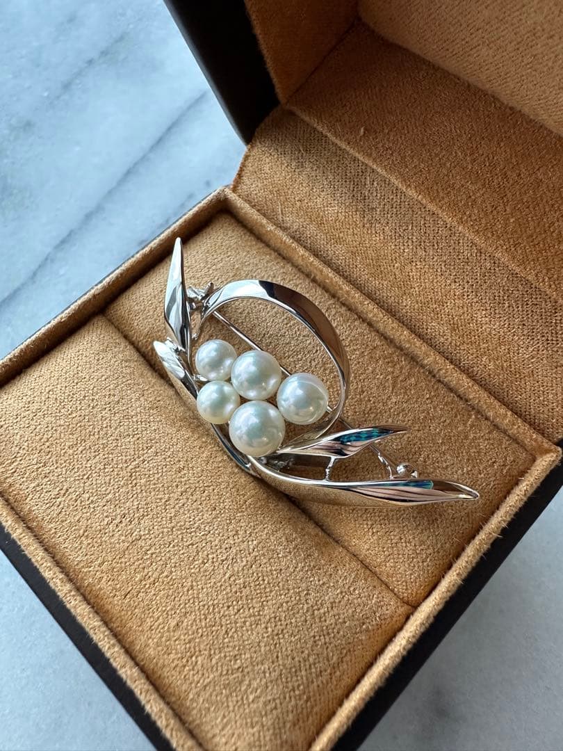 【超美品】ミキモトパールブローチシルバー