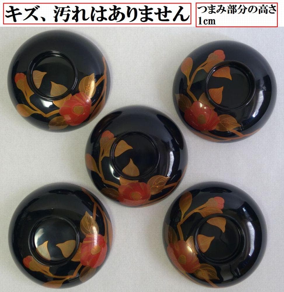 輪島塗 椿蒔絵 吸物椀５客