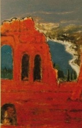 三岸節子、「タオルミナのテアトルより」、厳選、希少画集・額装画、人気作品