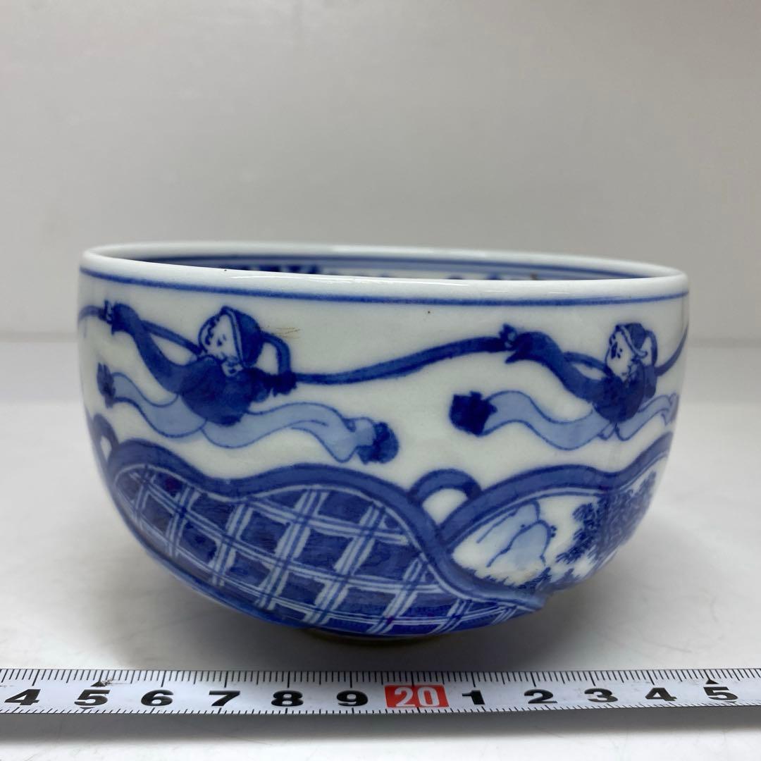 宮川香山　上手染付　山水ねじり文　茶碗　トヒル　東さ7-0330☆2F