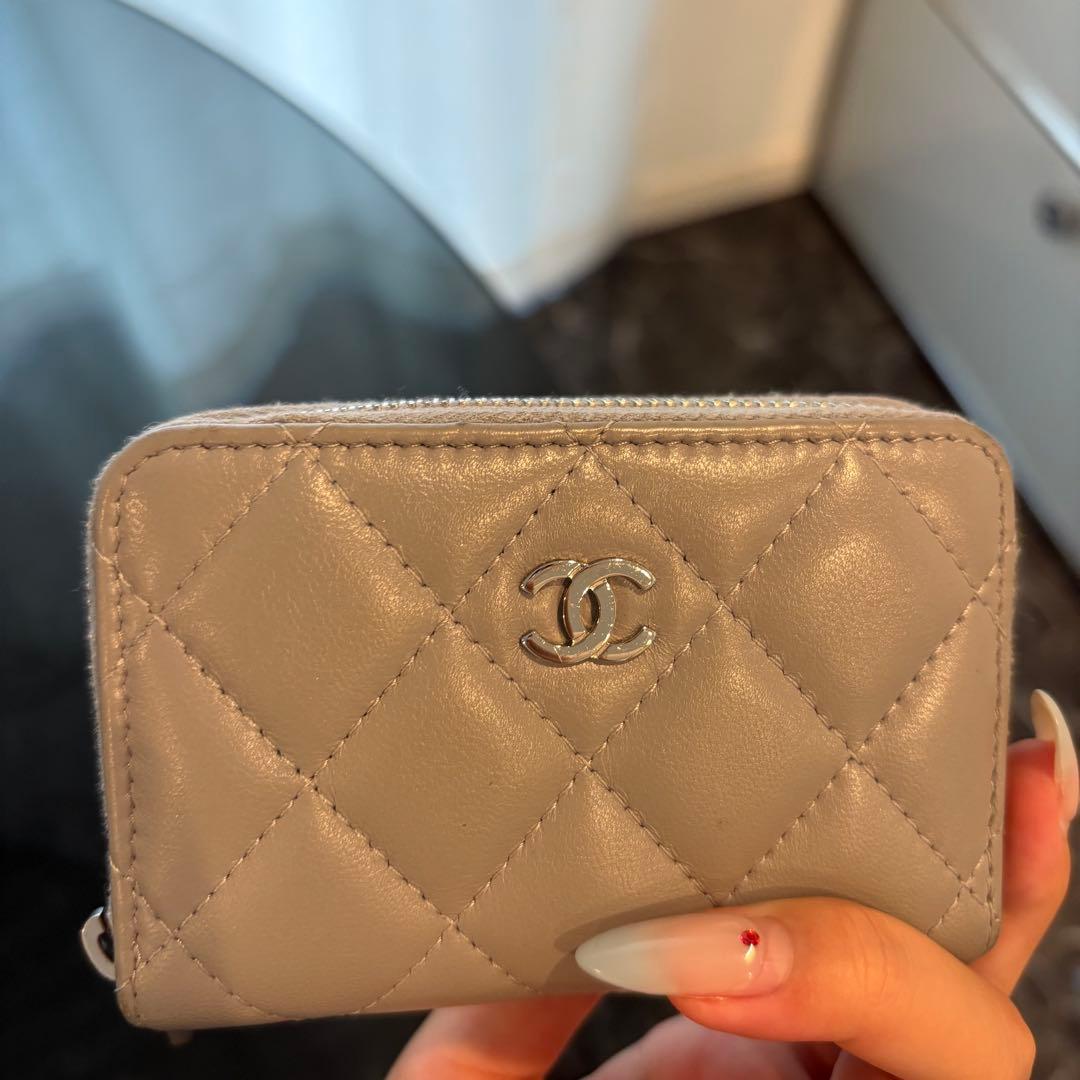 CHANEL グレー　ミニ財布　ケース　パース