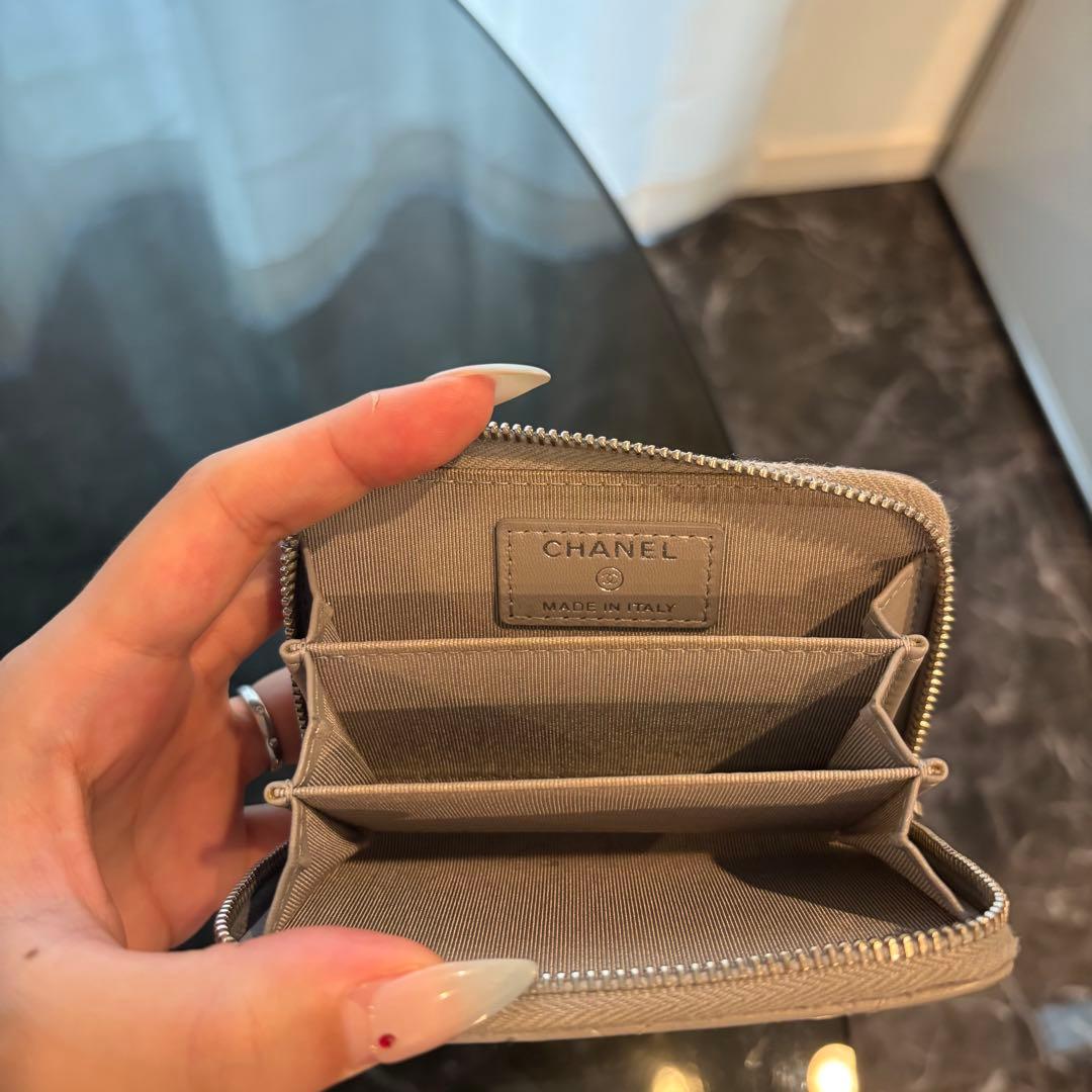 CHANEL グレー　ミニ財布　ケース　パース