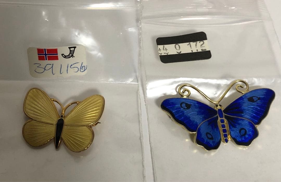 ノルウェー　ブローチ　蝶　2個セット　蝶々