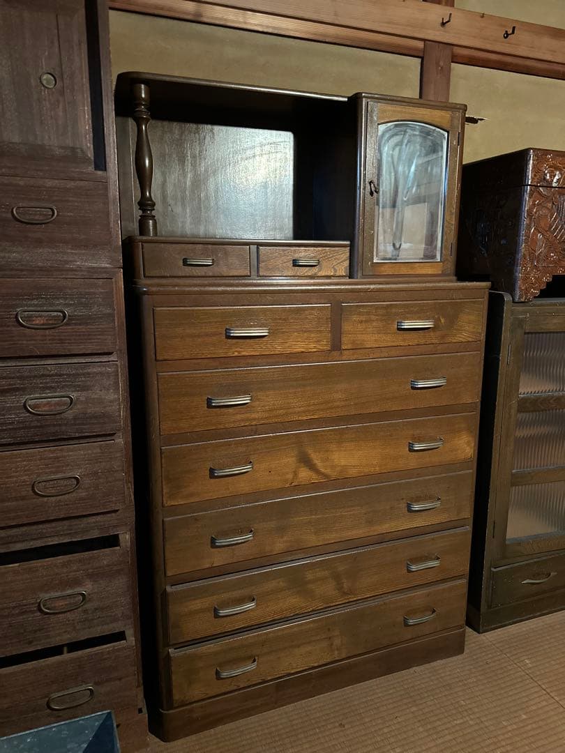 木製チェスト　アンティーク　ヴィンテージ　飾り棚　衣装タンス　箪笥　昭和レトロ