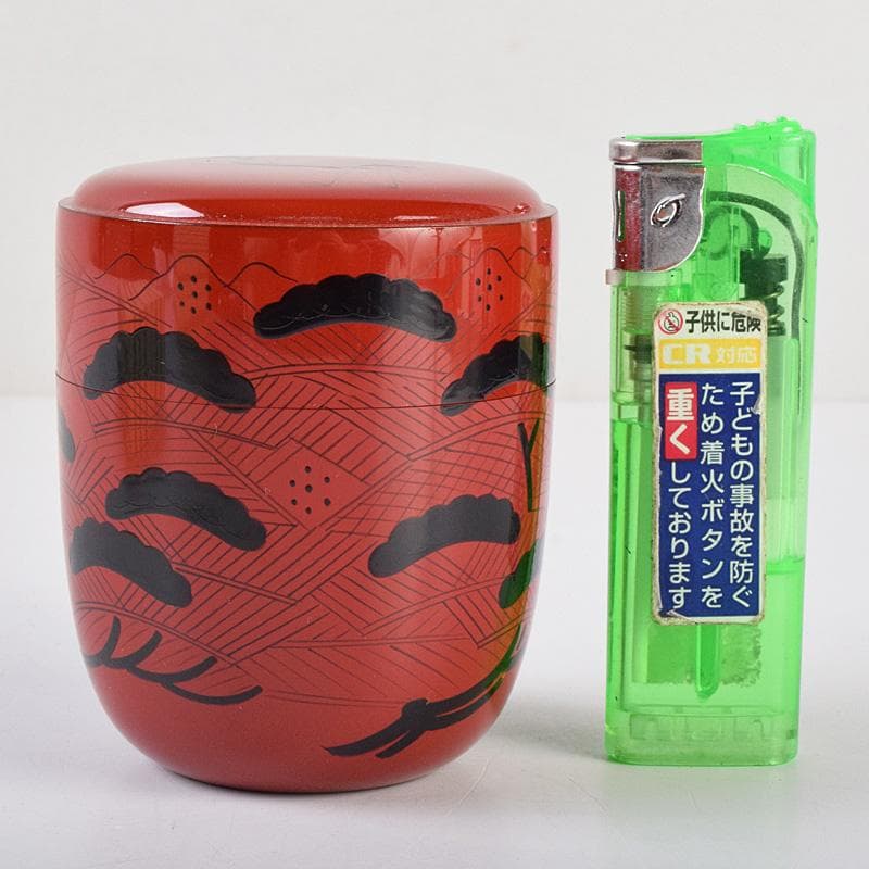 茶道具　山中塗　道場宗廣作　玄々斎好　曙棗　共箱　M　R9226