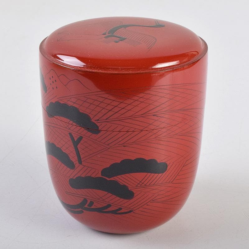 茶道具　山中塗　道場宗廣作　玄々斎好　曙棗　共箱　M　R9226