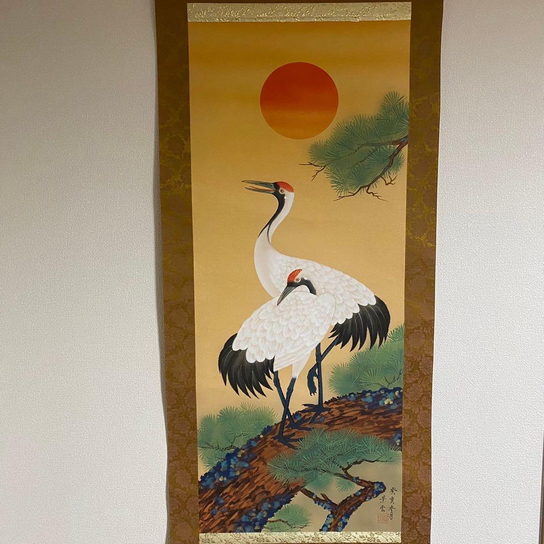 【まとめ売り】掛け軸　松上鶴　小墨山水　松鶴