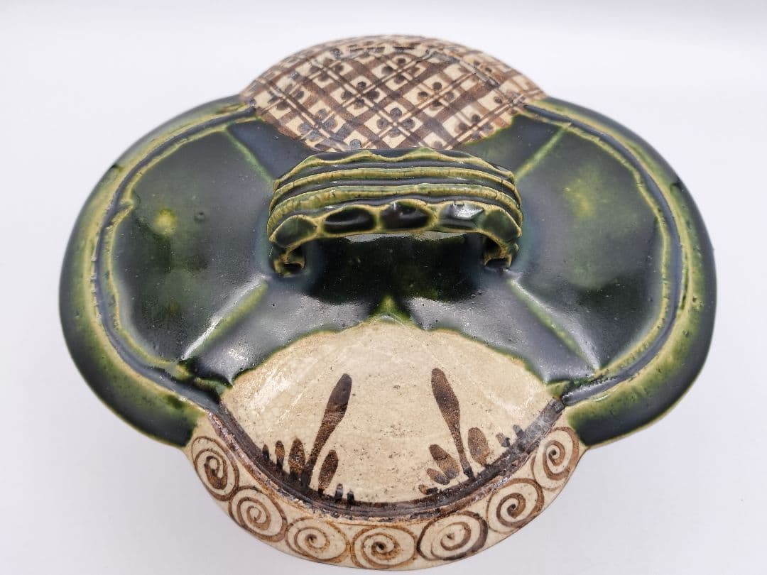 b104 食篭 織部 松本鉄山 木箱 茶道具 古物 喰籠　表千家