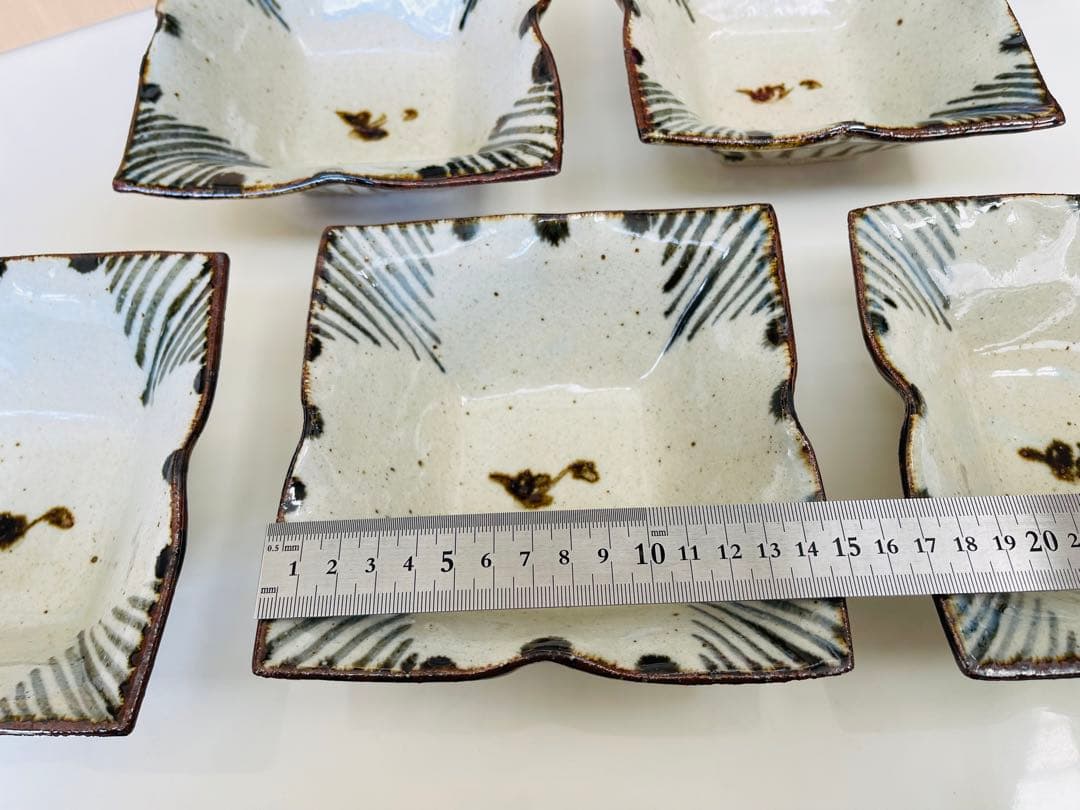 新品★未使用　安南木賊文　四方小鉢5客セット　お正月　作家物