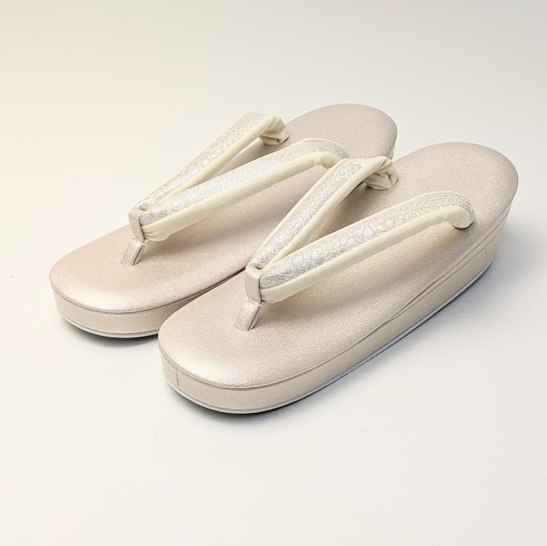 紗織 ブランド 草履 バッグ セット 帯地 シルバー フォーマル Lサイズ H4