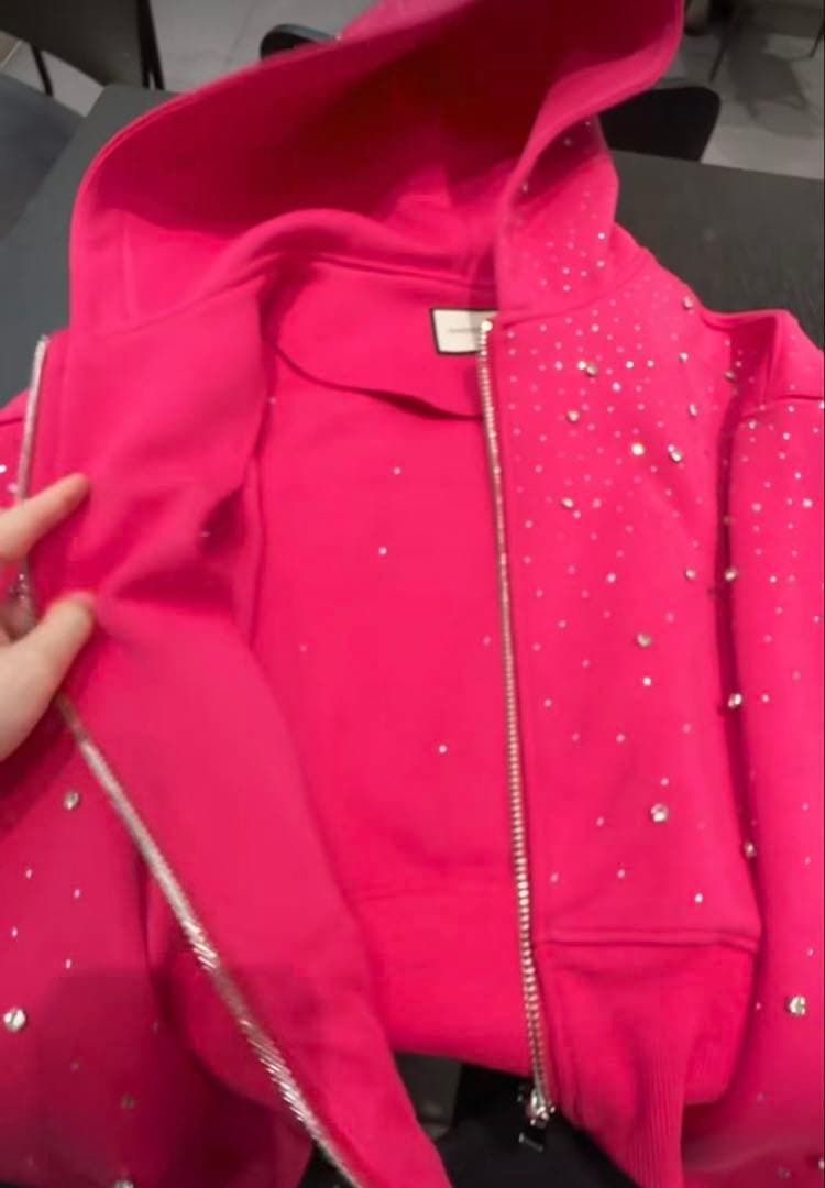 VYBES ラインストーンギャラクシージップアップ ピンク / M