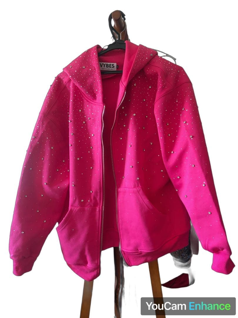 VYBES ラインストーンギャラクシージップアップ ピンク / M