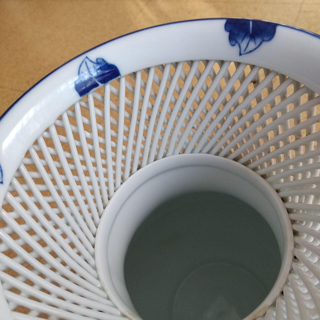 有田焼 琴峰作 透かし網目 花瓶