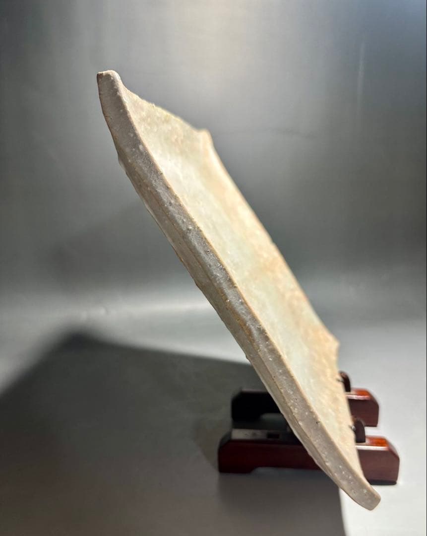 人間国宝 十代三輪休雪 休和　萩焼角皿／共箱・共布