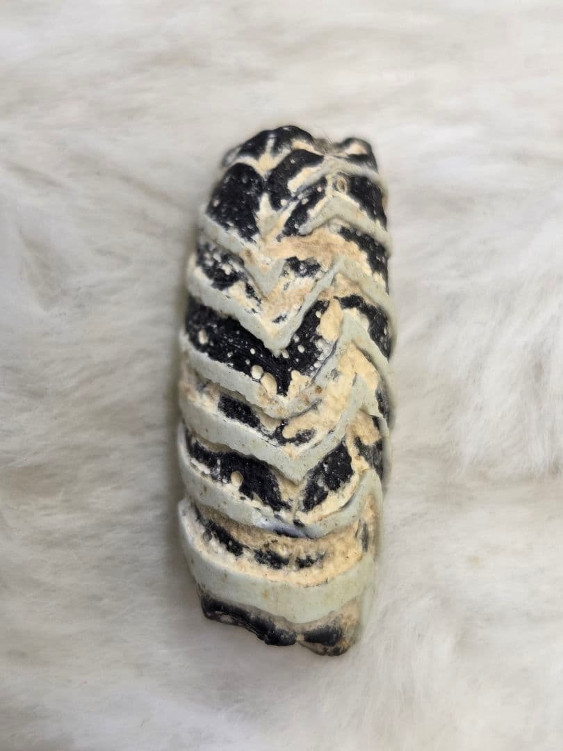 020蜻蛉玉　古いフェザー　黒と白のストライプ模様　！