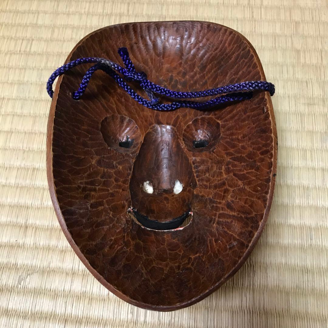 木製　能面　木彫　小面　笑顔 ②