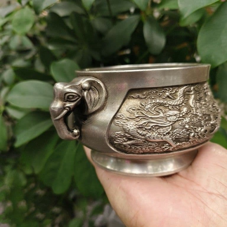 大象耳双龍戯珠香炉 茶道香炉 工芸品 美術品 置物