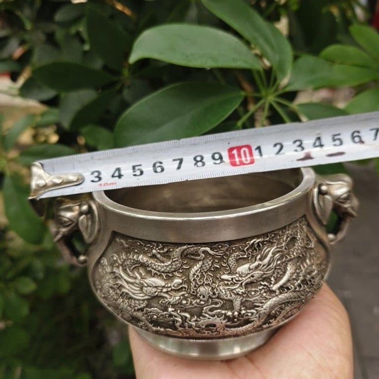 大象耳双龍戯珠香炉 茶道香炉 工芸品 美術品 置物