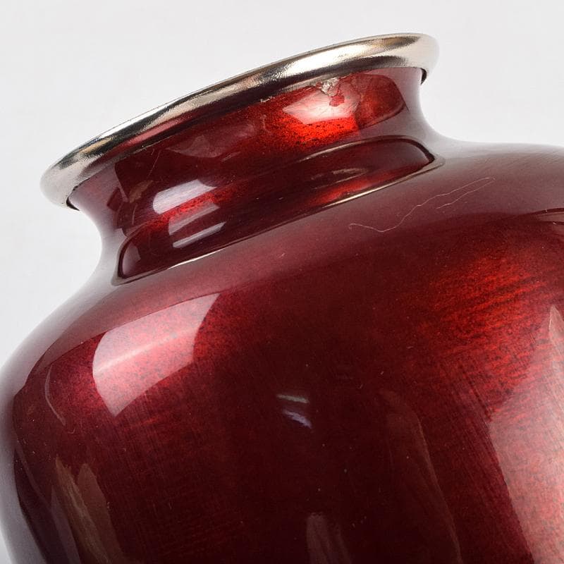 七宝焼　加藤七宝製作所　梅竹文　花瓶　台・箱付　M　R9494