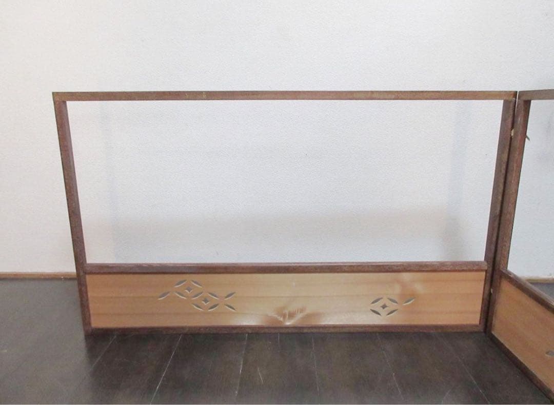 ほぼ未使用 茶道具 風炉先屏風 桑縁 透かし彫り 両面使い茶室仕切り結界 衝立