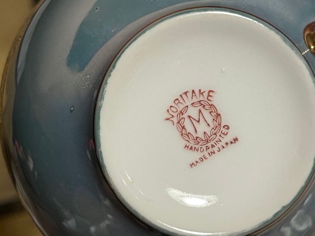 オールドノリタケ　M印　ラスター彩　金彩　風景カップ　プレート　トリオ