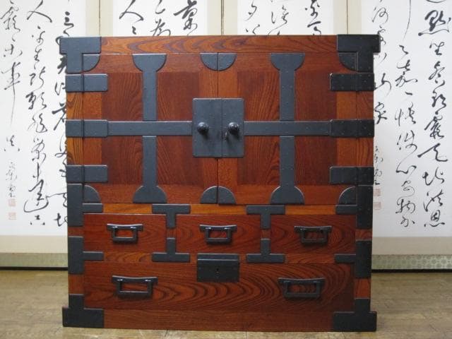 美品 最高峰 松本民芸家具 欅 無垢材 帖タンス（拭き漆仕上）定価約200万円