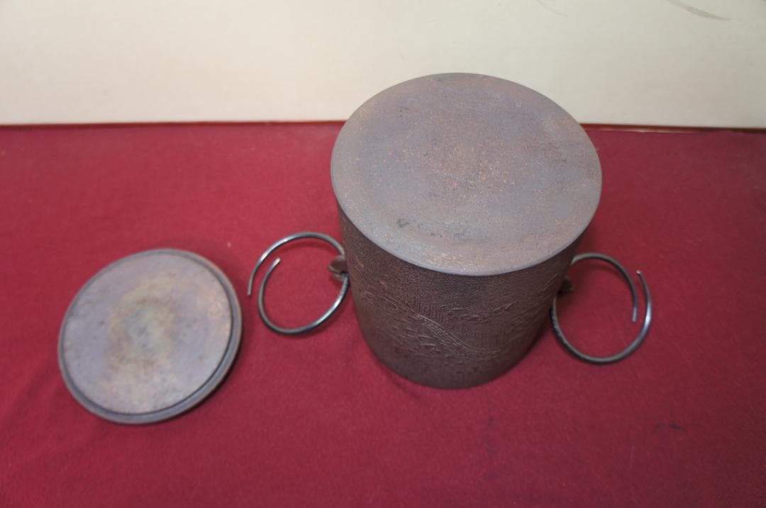 ☆ 国宝 敬典作 雲竜釜 雲龍釜 皆口筒釜 釜鐶 桐箱 紙箱 送料込み