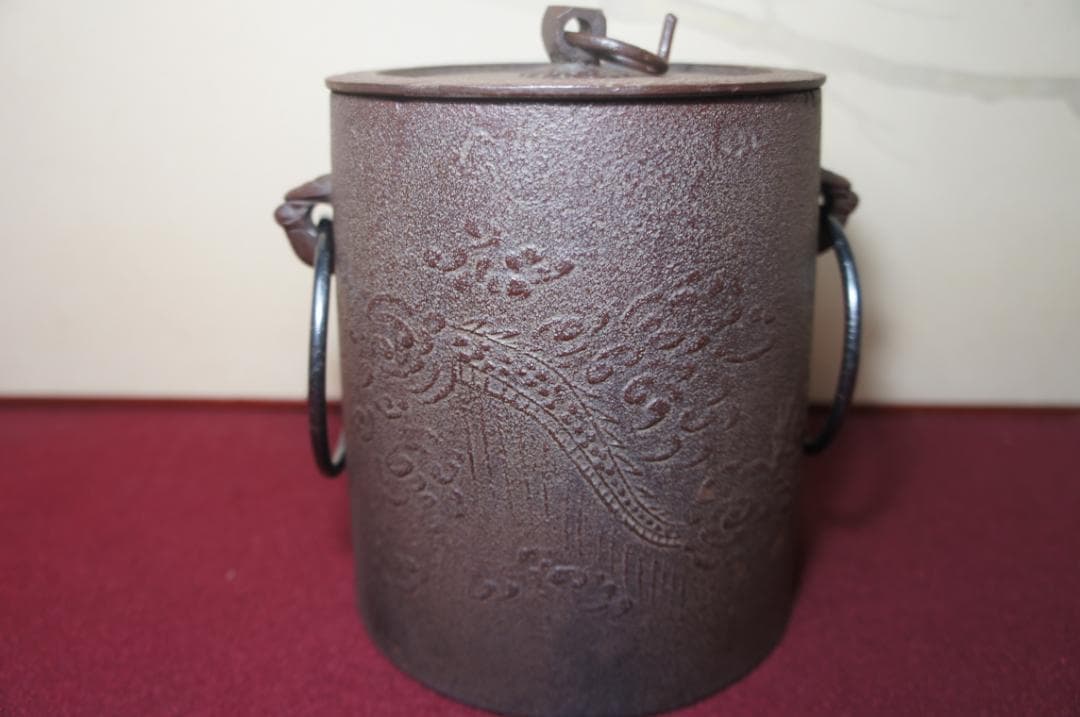 ☆ 国宝 敬典作 雲竜釜 雲龍釜 皆口筒釜 釜鐶 桐箱 紙箱 送料込み