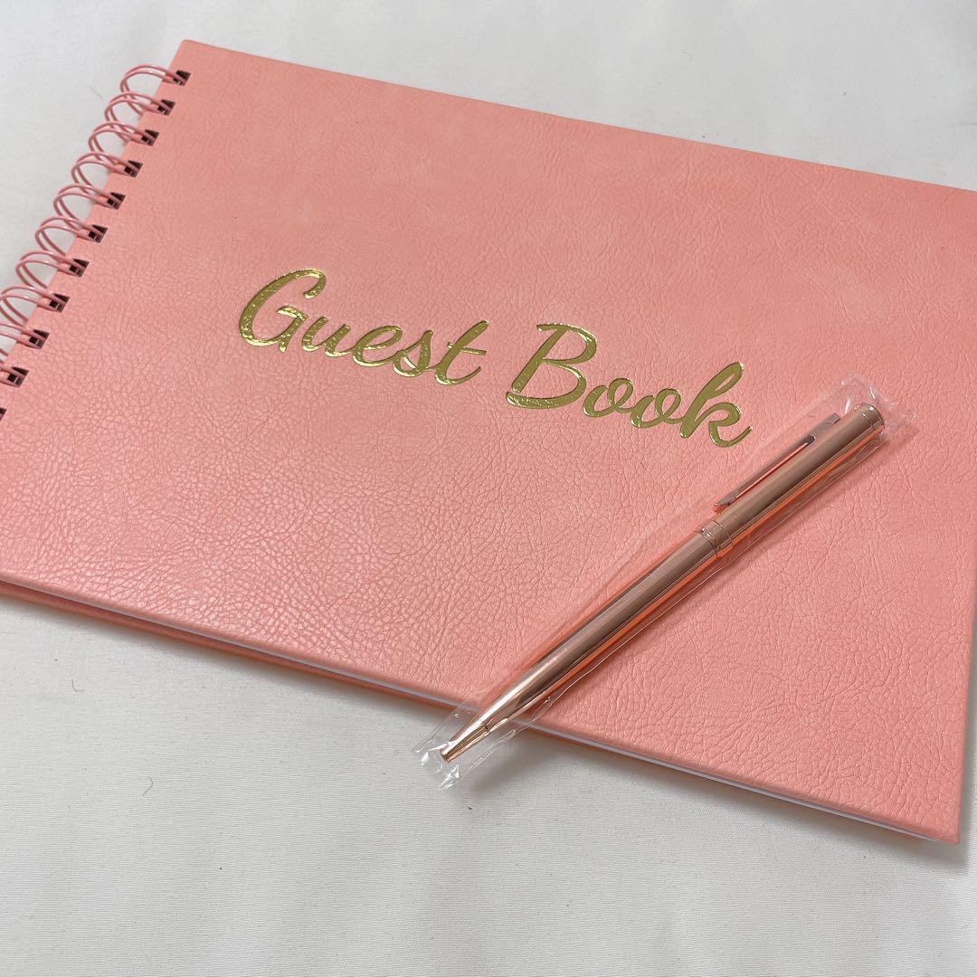 サインペン付き　ゲストブック 芳名帳 サインブック 100ページ ピンク