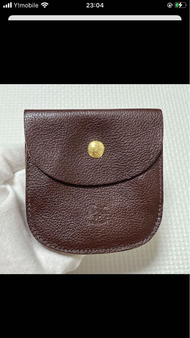 未使用　IL BISONTE レザー二つ折り財布　チョコ　濃茶　ミニウォレット