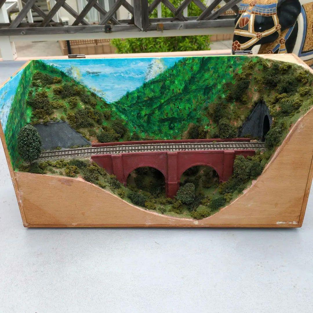 ＨＯゲージ車両展示用ジオラマレンガアーチ橋のある山岳風景（車両は含みません）