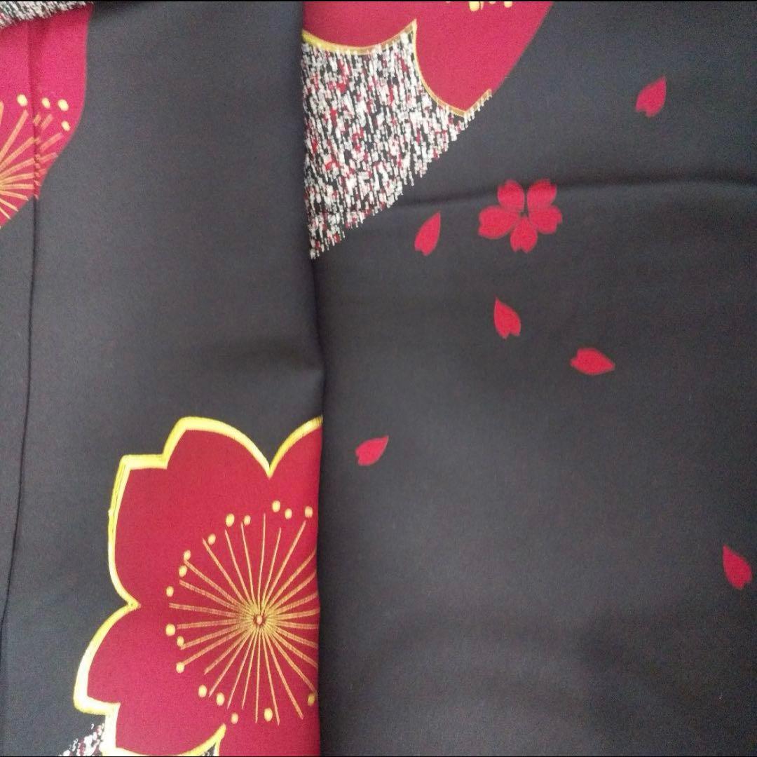 黒赤桜正絹振袖フルセット等 袋帯 帯締め 帯揚げ 半襟 重ね襟 成人式卒業式等