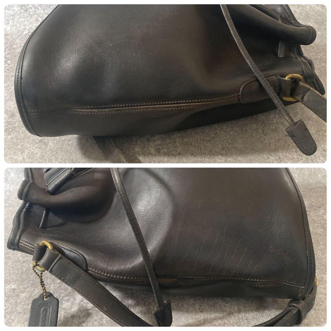 COACH コーチ オールドコーチ ショルダーバッグ 巾着 レザー ブラック