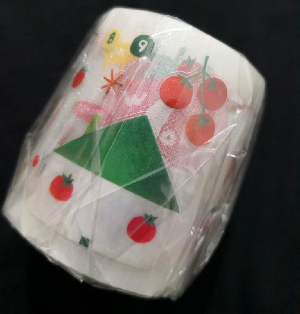 【8472】海外　マステ　5m巻売り　ラメ加工カッティング猫　トマト　野菜