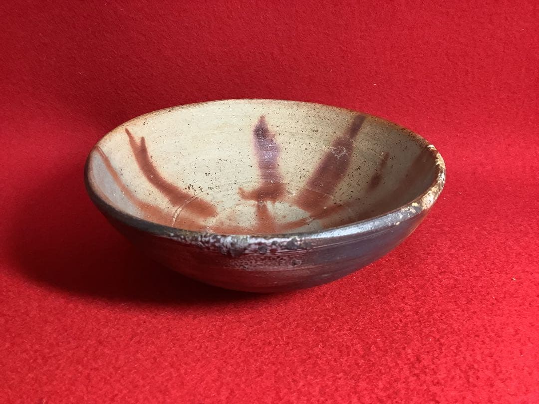 平茶碗　備前焼緋襷・火襷　小西陶古【中古美品】