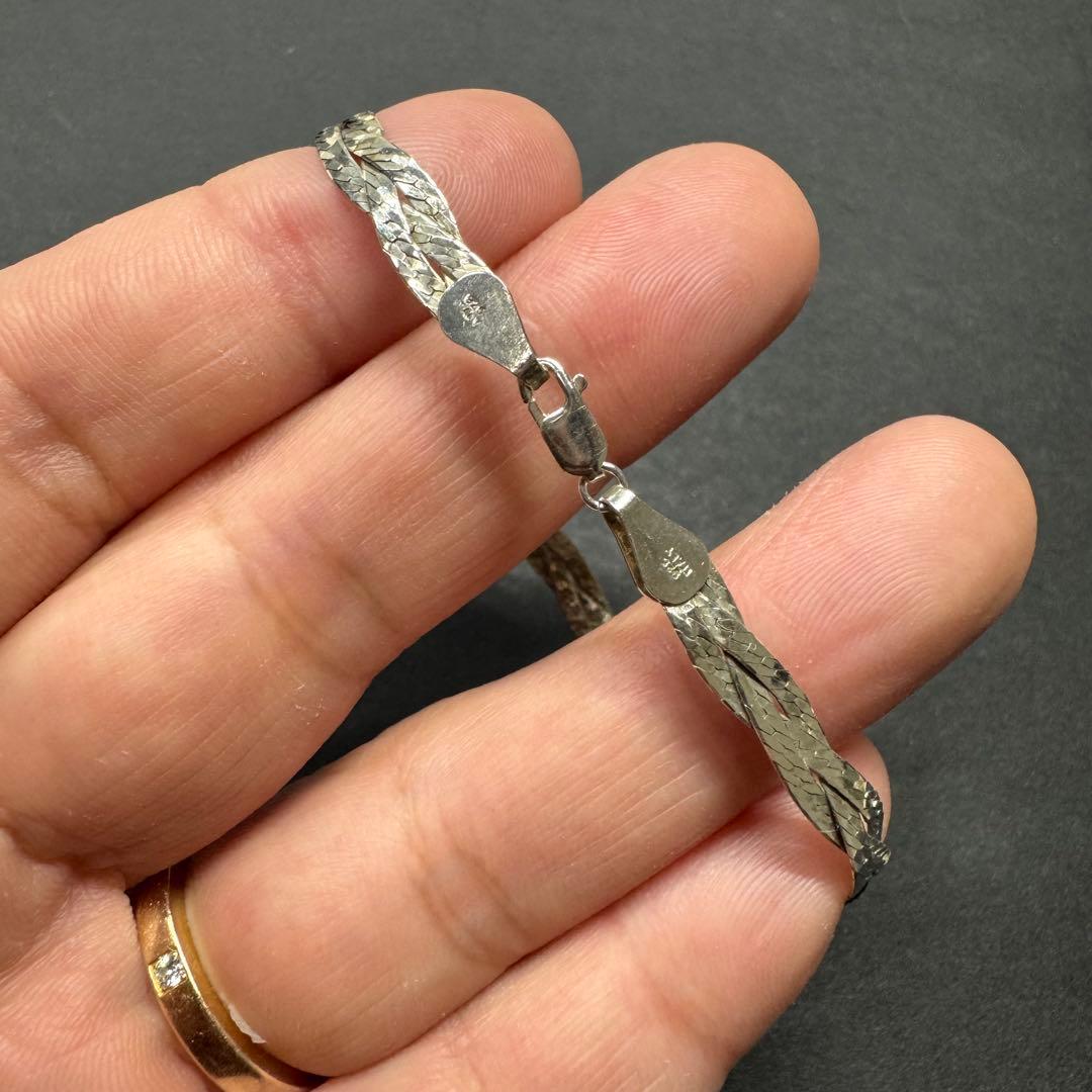 【18㎝ イタリア製】ツイストチェーンブレスレット silver925