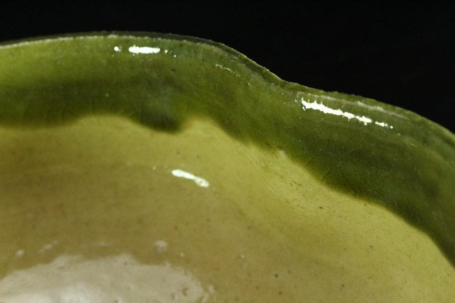 茶道具 叶光夫造 線掘茶碗 共箱 共布 京焼 和食器(K-YC494)