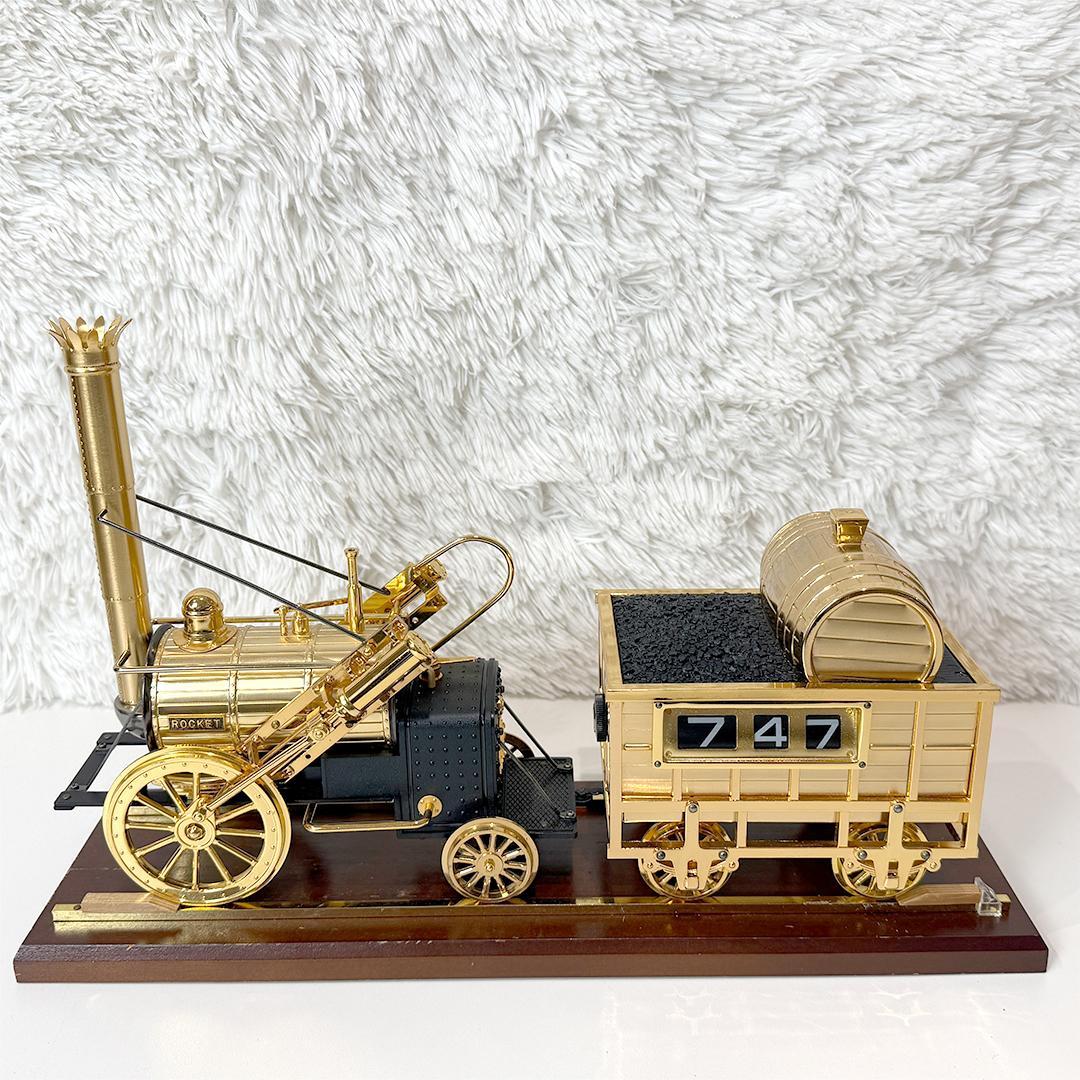 美品 ロバート・スチーブンソン 蒸気機関車 ロケット号 置時計 ケース付 レトロ