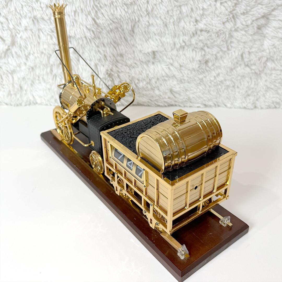 美品 ロバート・スチーブンソン 蒸気機関車 ロケット号 置時計 ケース付 レトロ