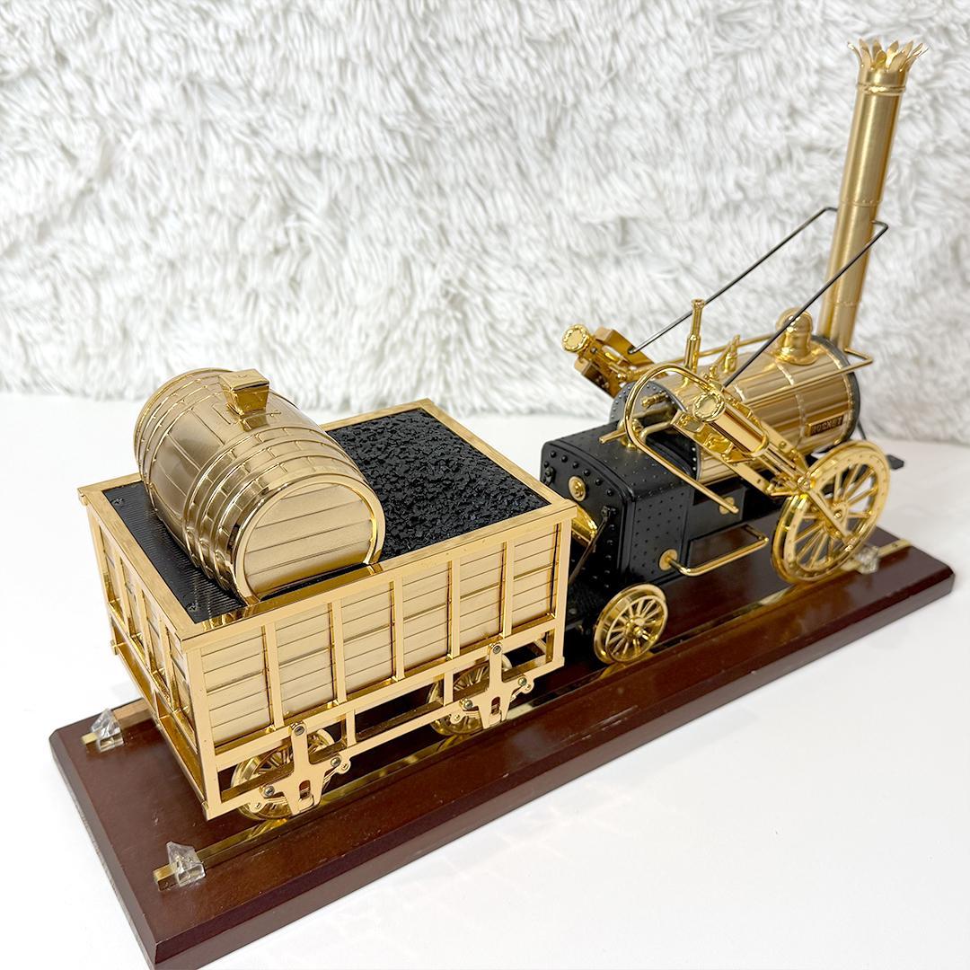 美品 ロバート・スチーブンソン 蒸気機関車 ロケット号 置時計 ケース付 レトロ