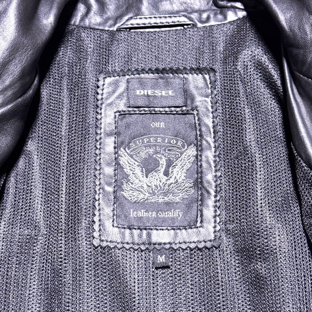 【未使用級】ディーゼル ライダース ラムレザー レザージャケット ブラック M