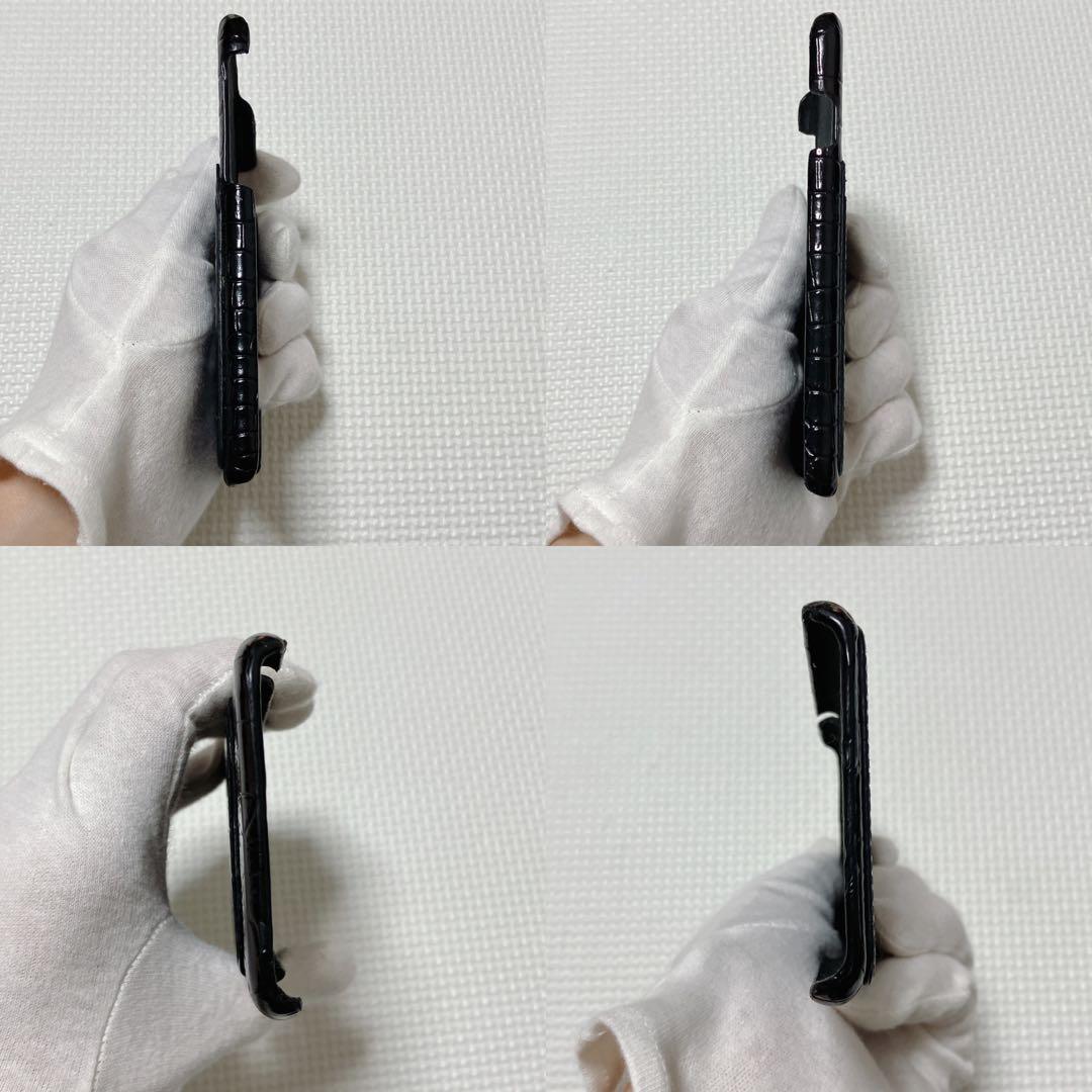 希少　SAINT LAURENT スマホ ケース　黒　クロコ型押し　箱袋付き